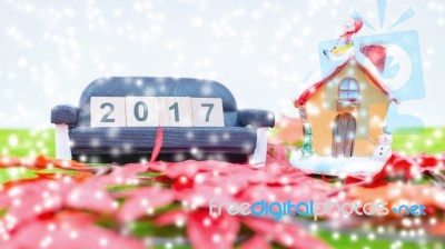 Merry Christmas And Happy New Year Background  And Number 2017 T… Stock Photo