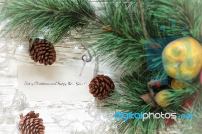 Merry Christmas And Happy New Year Card Background Stock Photo