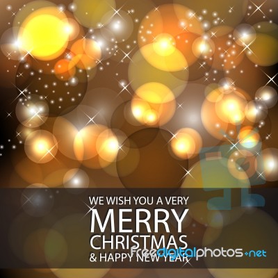 Merry Christmas And Happy New Year Gold Bokeh Background Stock Image