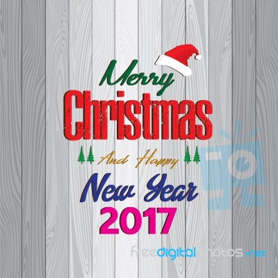 Merry Christmas And Happy New Year With Decorations Christmas Tree On Grey Wooden Background Stock Image