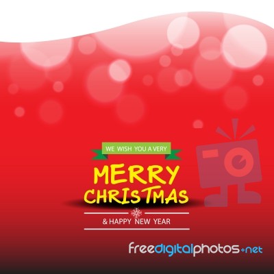 Merry Christmas  And Happy New Year With Snow On Red  Background… Stock Image