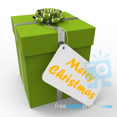 Merry Christmas Gift Means Xmas And Seasons Greetings Stock Image