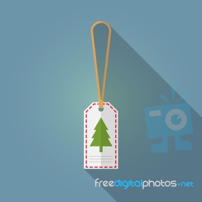 Merry Christmas Gift Tag Flat Design Stock Image