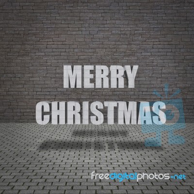 Merry Christmas, Grunge Concrete Wall And Old Pavement Stock Image