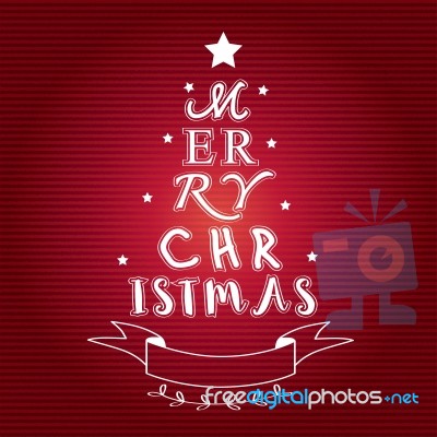 Merry Christmas In Typography Tree Card Stock Image