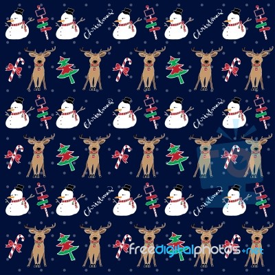 Merry Christmas Pattern With Snowman Stock Image