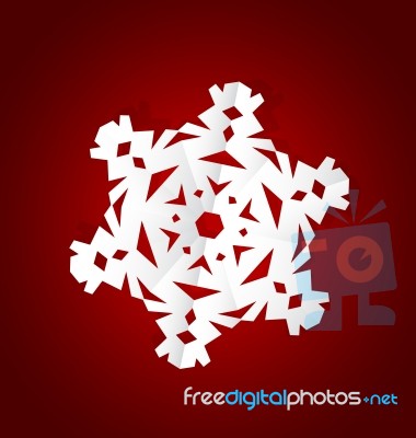 Merry Christmas Postcard With Origami Snowflake Stock Image