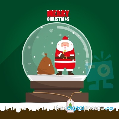 Merry Christmas Santa Claus In Snow Globe Stock Image