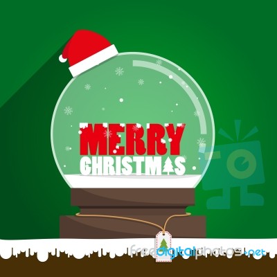 Merry Christmas Text In Snow Globe Stock Image