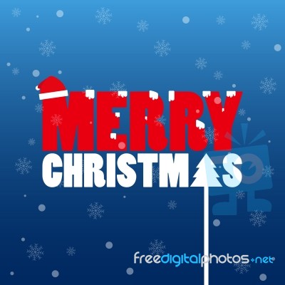 Merry Christmas Text Wear Santa Hat Stock Image