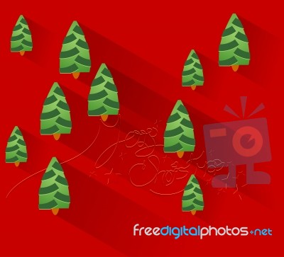 Merry Christmas Tree Flat Style Stock Image