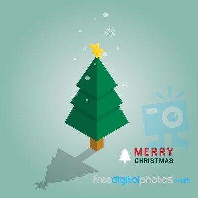 Merry Christmas Tree Isometric Stock Image