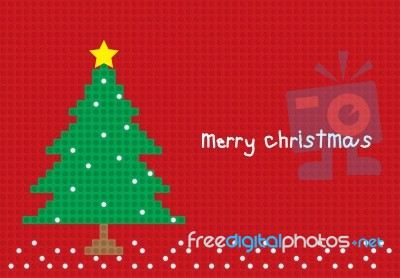 Merry Christmas Tree Postcard Horizontal Stock Image