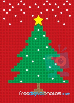 Merry Christmas Tree Postcard Vertical Stock Image