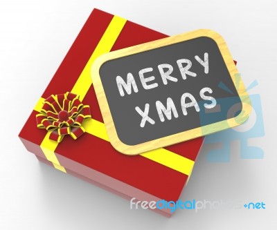 Merry Xmas Present Shows Christmas Festivity And Greetings Stock Image