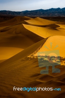 Mesquite Sand Dunes At Sunrise - Death Valley National Park Stock Photo