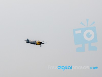 Messerchmitt Bf-109g (hispano Ha-1112 Mil Buchon) Flying Over Du… Stock Photo