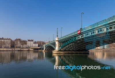 Metal Bridge Over A River Stock Photo