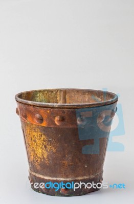 Metal Bucket On Background Stock Photo