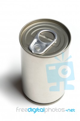 Metal Can On White Stock Photo