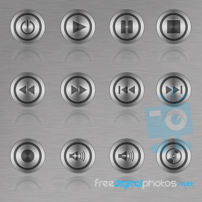 Metal Music Button Stock Image