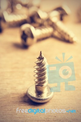 Metal Screw Close Up Stock Photo