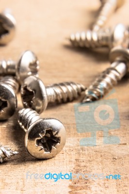 Metal Screws Close Up Stock Photo