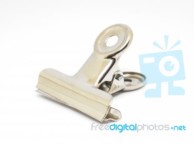 Metal Spring Clip Isolated Stock Photo