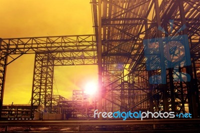 Metal Structure Of Industry Chemical Tube In Heavy Industrial Es… Stock Photo