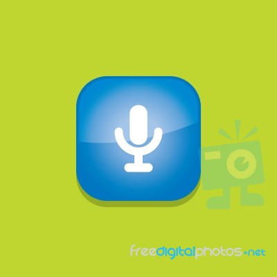 Microphone Button Icon Flat   Illustration  Stock Image