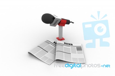 Microphone With Newspaper Stock Image