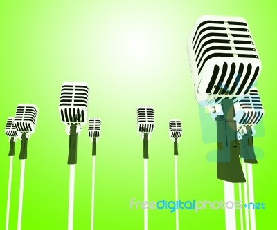 Microphones Mics Shows Musical Group Or Concert Stock Image