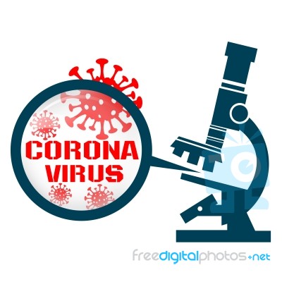 Microscope With Coronavirus Stock Image