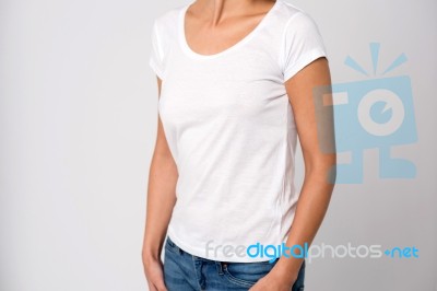 Mid Section Of Young Woman Stock Photo