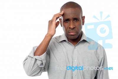 Middle Aged Man Having Headache Stock Photo