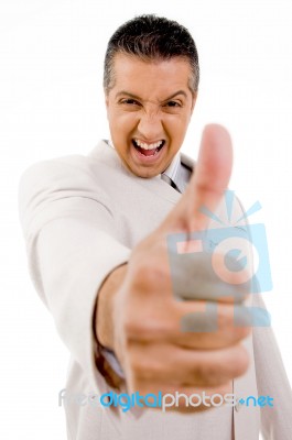 Middle Aged Man Showing Thumbs Up Stock Photo