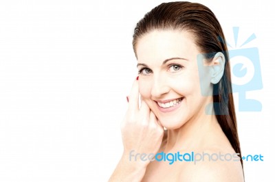 Middle Aged Woman With Healthy Complexion Stock Photo