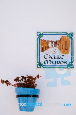 Mijas, Andalucia/spain - July 3 : Blue Flower Pot In Mijas   And… Stock Photo