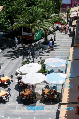 Mijas, Andalucia/spain - July 3 : Typical Street Cafe In Mijas Stock Photo