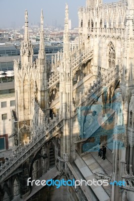 Milan, Italy/europe - February 23 : Detail Of The Skyline Of The… Stock Photo