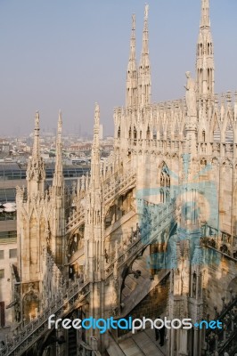 Milan, Italy/europe - February 23 : Detail Of The Skyline Of The… Stock Photo