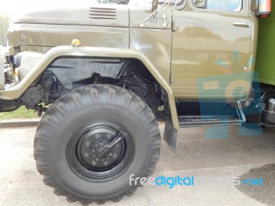 Military Cars, Equipment, Retro Items And Elements Stock Photo