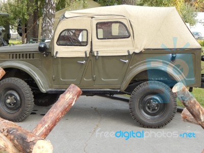 Military Cars, Equipment, Retro Items And Elements Stock Photo