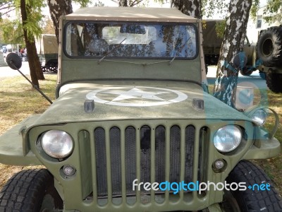 Military Cars, Equipment, Retro Items And Elements Stock Photo