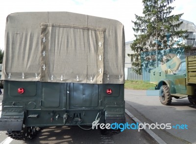 Military Cars, Equipment, Retro Items And Elements  Stock Photo