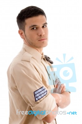 Military Male With Folding Hands Stock Photo