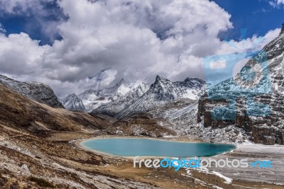 Milk Lake In The Mountains Stock Photo