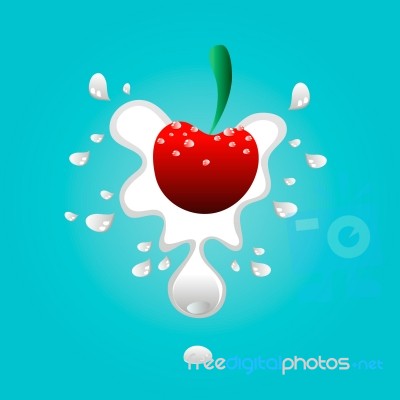 Milk Splash On Cherry Stock Image