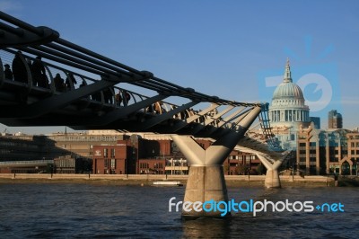 Millennium Bridge And St Paul's Cathedral Stock Photo