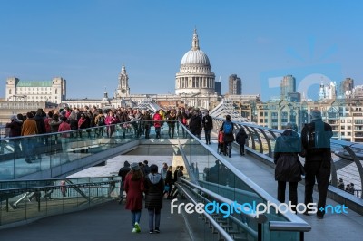 Millennium Bridge And St Pauls Cathedral Stock Photo